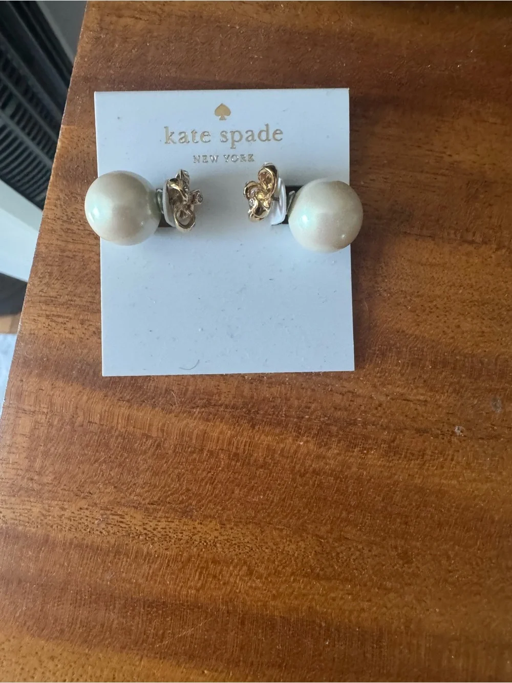 kate spade Cream Pearl Double-Sided Stud Earrings with Gold Accents
